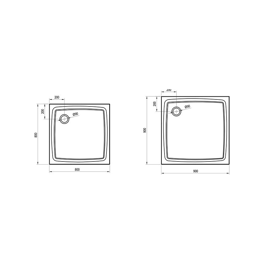 Ravak XA034411010 - Plato de ducha cuadrado PERSEUS 80x80 cm blanco