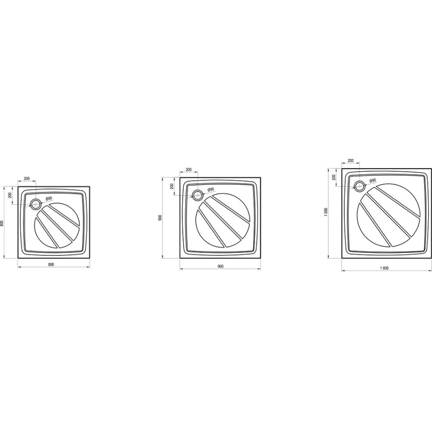 Ravak XA037701010 - Plato de ducha cuadrado PERSEUS 90x90 cm blanco