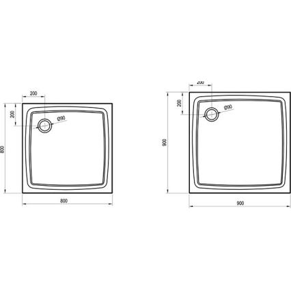 Ravak XA037711010 - Plato de ducha cuadrado PERSEUS 90x90 cm blanco