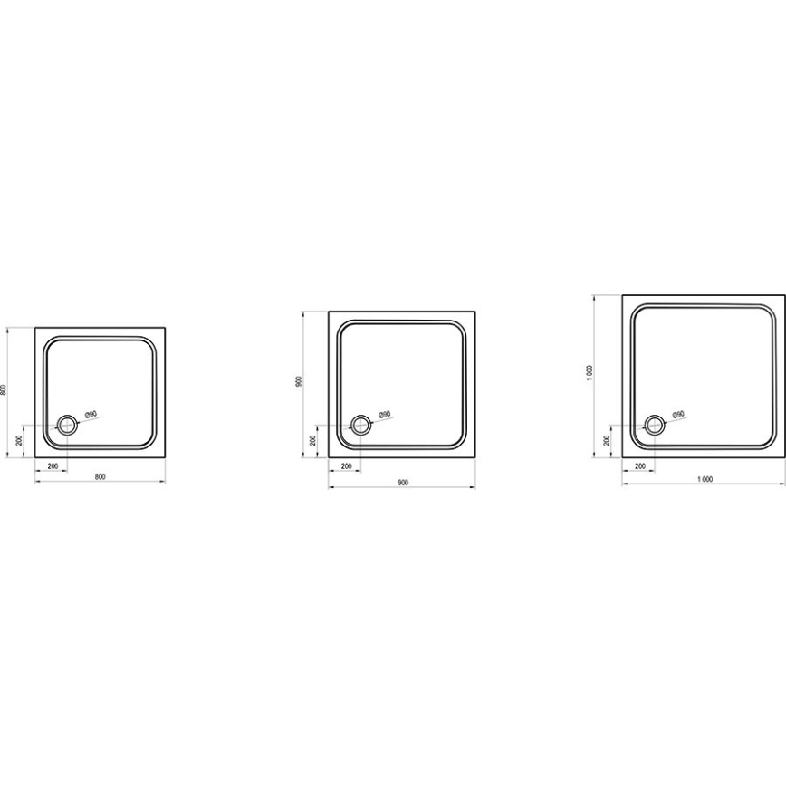 Ravak XA047701010 - Plato de ducha cuadrado PERSEUS 90x90 cm blanco