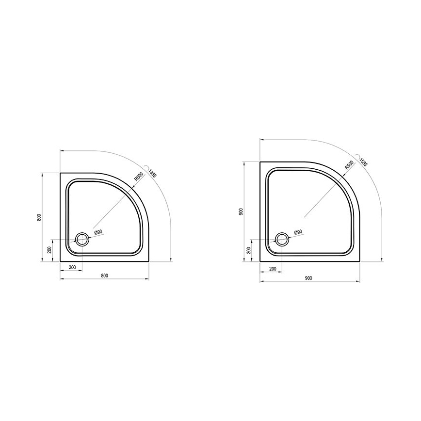 Ravak XA244401010 - Plato de ducha en cuarto de círculo ELIPSO 80x80 cm blanco