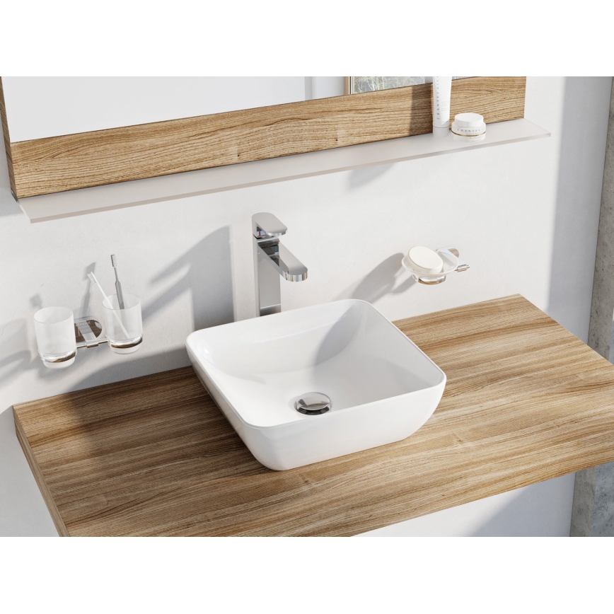 Ravak XJX01138001 - Lavabo para encimera UNI SLIM 38x38 cm cerámica/blanco