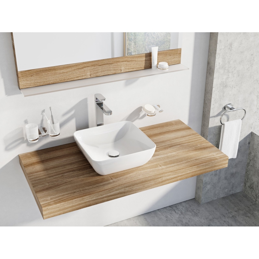 Ravak XJX01138001 - Lavabo para encimera UNI SLIM 38x38 cm cerámica/blanco