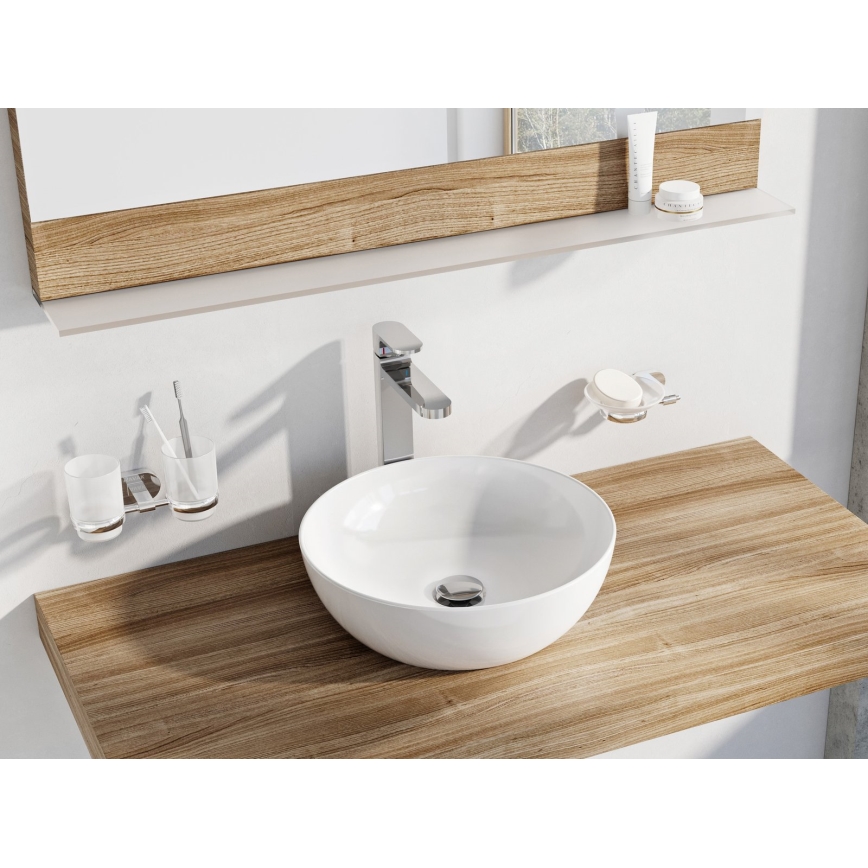 Ravak XJX01140003 - Lavabo sobre encimera UNI SLIM, diámetro 40 cm, cerámica/blanco