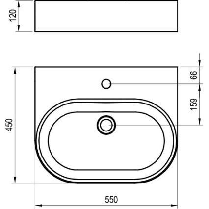 Ravak XJX01155004 - Lavabo sobre encimera CERAMIC SLIM 55x45 cm cerámica/blanco