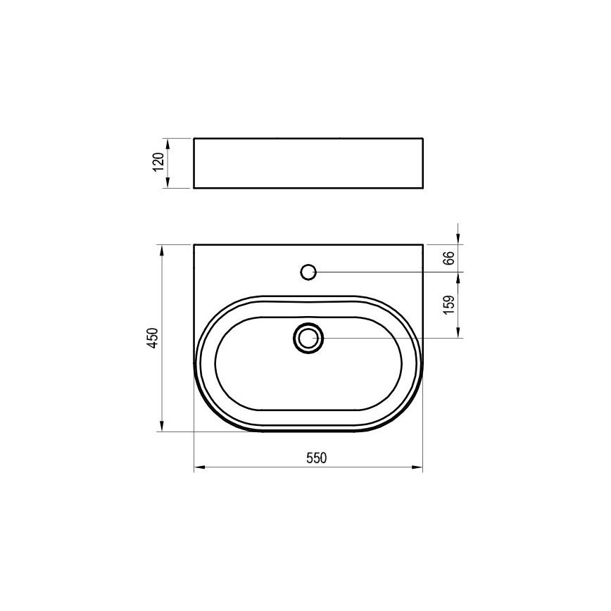 Ravak XJX01155004 - Lavabo sobre encimera CERAMIC SLIM 55x45 cm cerámica/blanco