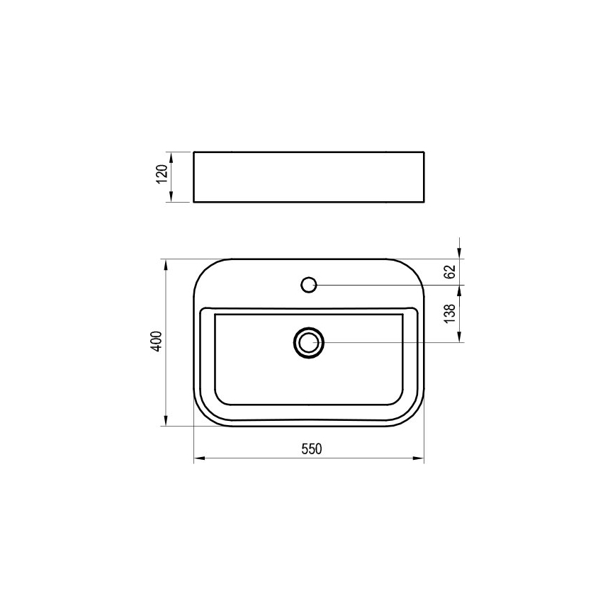 Ravak XJX01155005 - Lavabo sobre encimera CERAMIC SLIM 55x40 cm cerámica/blanco