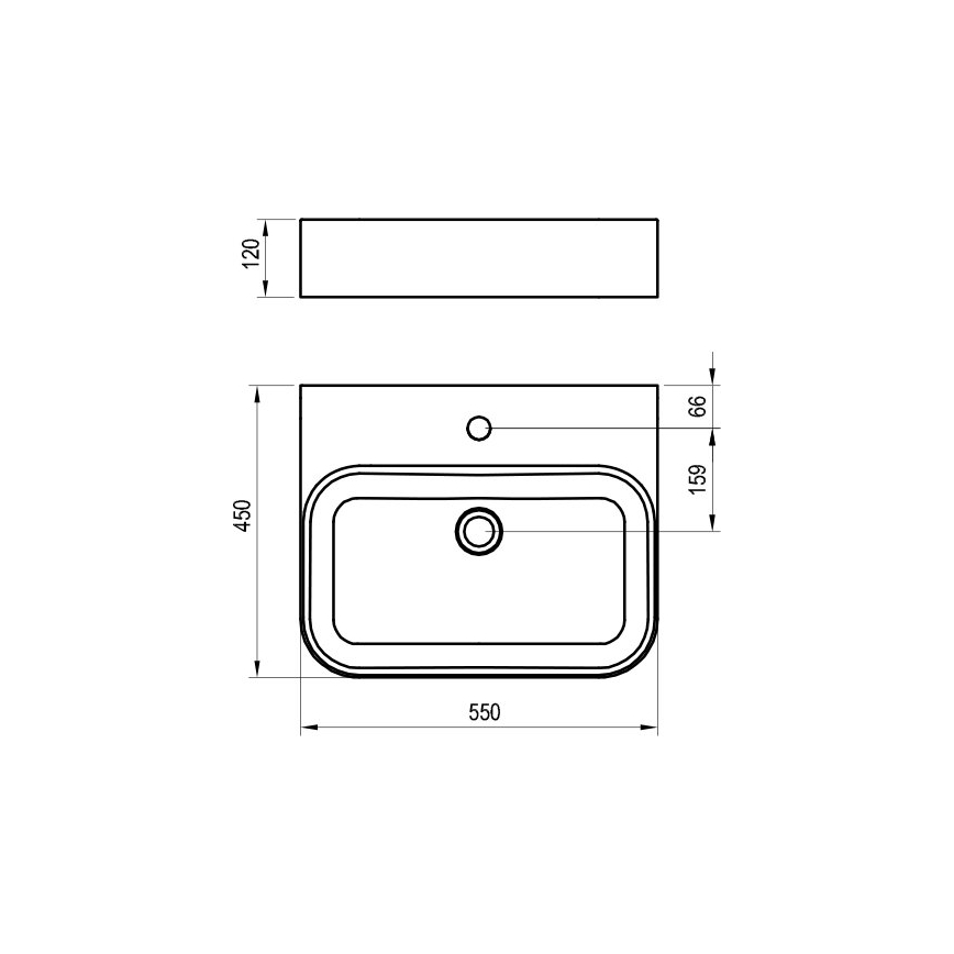 Ravak XJX01155006 - Lavabo para encimera CERAMIC SLIM 55 x 45 cm cerámica/blanco