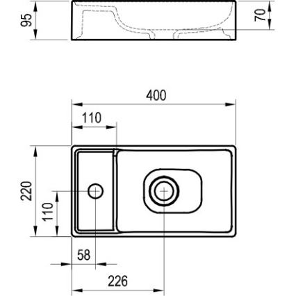 Ravak XJX01240000 - Lavabo sobre encimera VEDA SLIM 40x22 cm cerámica/blanco
