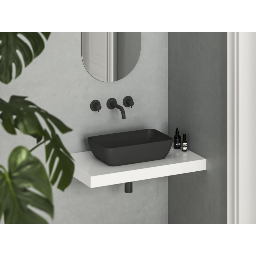 Ravak XJX0D150000 - Lavabo sobre encimera CERAMIC SLIM 50x31 cm cerámica/negro