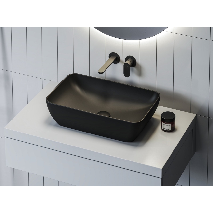 Ravak XJX0D150000 - Lavabo sobre encimera CERAMIC SLIM 50x31 cm cerámica/negro