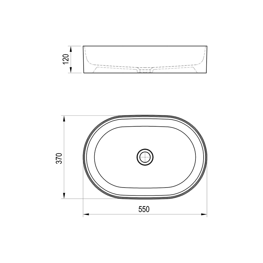 Ravak XJX0D155000 - Lavabo sobre encimera CERAMIC SLIM 55x37 cm cerámica/negro