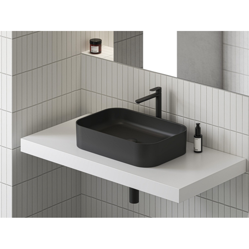 Ravak XJX0D155001 - Lavabo sobre encimera CERAMIC SLIM 55x37 cm cerámica/negro