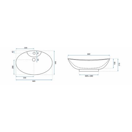 REA-00692 - Lavabo sobre encimera ROSA 44x66 cm cerámica/blanco brillante