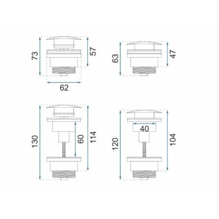 REA-A4100 - Válvula de desagüe CLICK-CLACK para lavabo, diámetro 6,4 cm, negro brillante