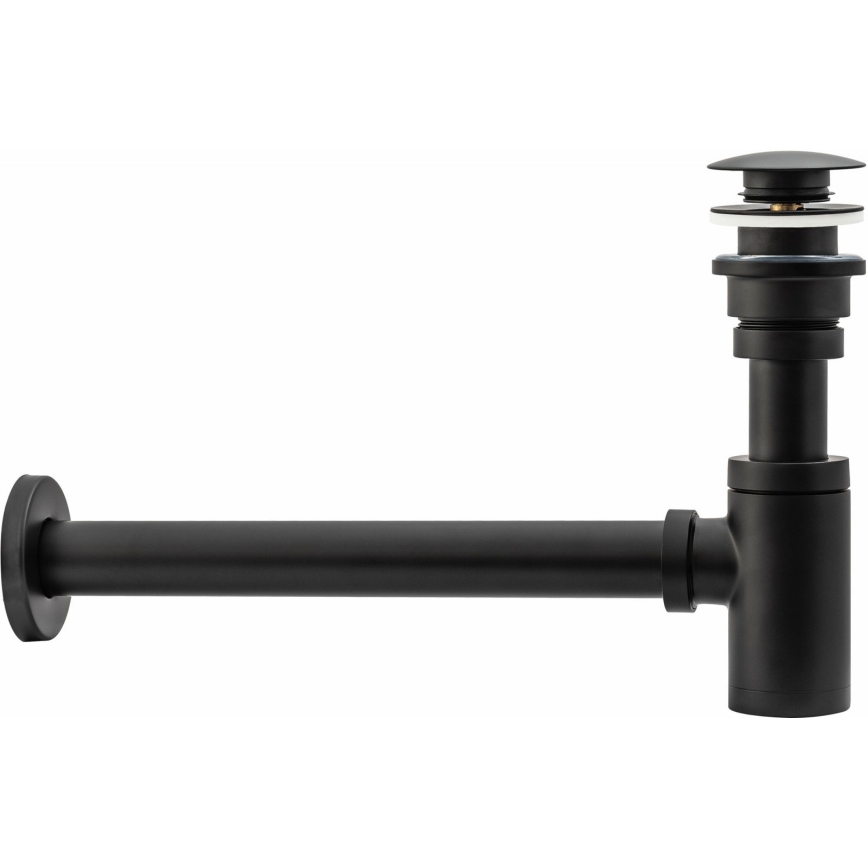 REA-A5215 - Sifón para lavabo con válvula CLICK-CLACK, Ø 6,4 cm, acabado negro mate