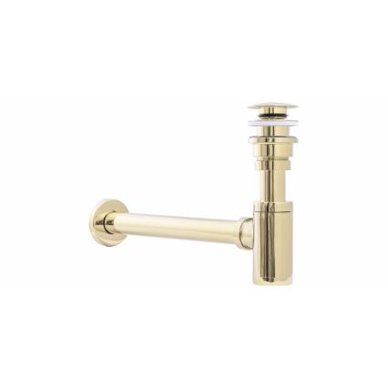 REA-A5692 - Sifón para lavabo con válvula de desagüe CLICK-CLACK, diámetro 6,4 cm, acabado dorado