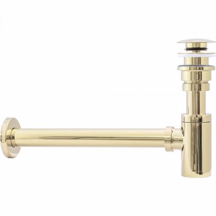 REA-A5692 - Sifón para lavabo con válvula de desagüe CLICK-CLACK, diámetro 6,4 cm, acabado dorado