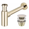 REA-A5692 - Sifón para lavabo con válvula de desagüe CLICK-CLACK, diámetro 6,4 cm, acabado dorado