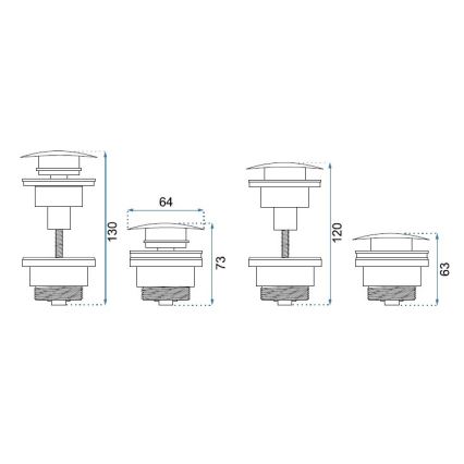 REA-A6000 - Desagüe CLICK-CLACK para lavabo, Ø 6,4 cm, níquel cepillado