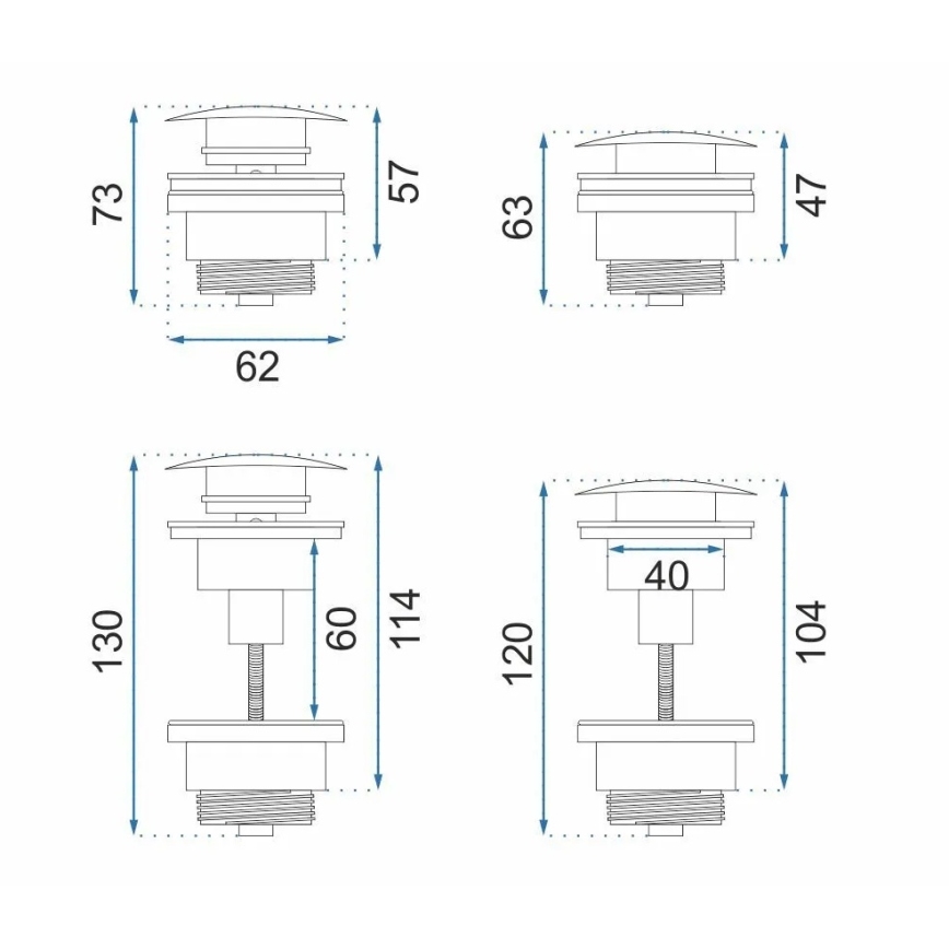 REA-A8110 - Desagüe para lavabo CLICK-CLACK Ø 6,4 cm, acabado dorado