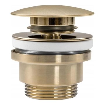REA-A8585 - Desagüe para lavabo CLICK-CLACK, diámetro 6,4 cm, acabado oro cepillado