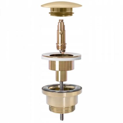 REA-A8585 - Desagüe para lavabo CLICK-CLACK, diámetro 6,4 cm, acabado oro cepillado