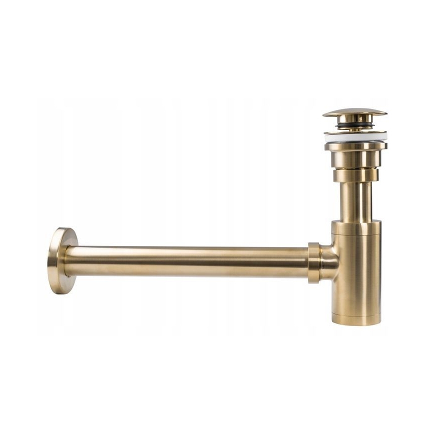 REA-A8586 - Sifón para lavabo con desagüe CLICK-CLACK Ø 6,4 cm, oro cepillado