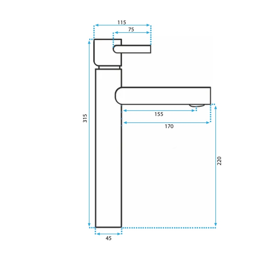 REA-B0229 - Grifo de lavabo TESS 31,5 cm negro