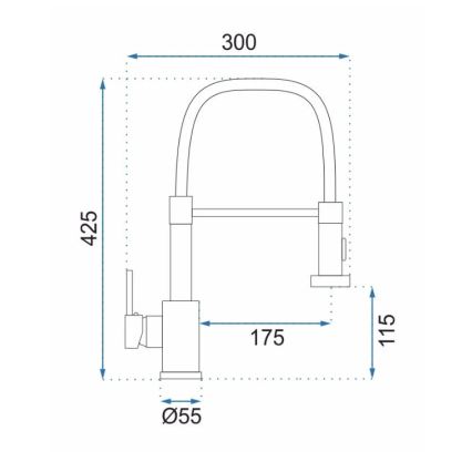 REA-B0417 - Grifo de fregadero con ducha extraíble COLIN 42,5 cm níquel