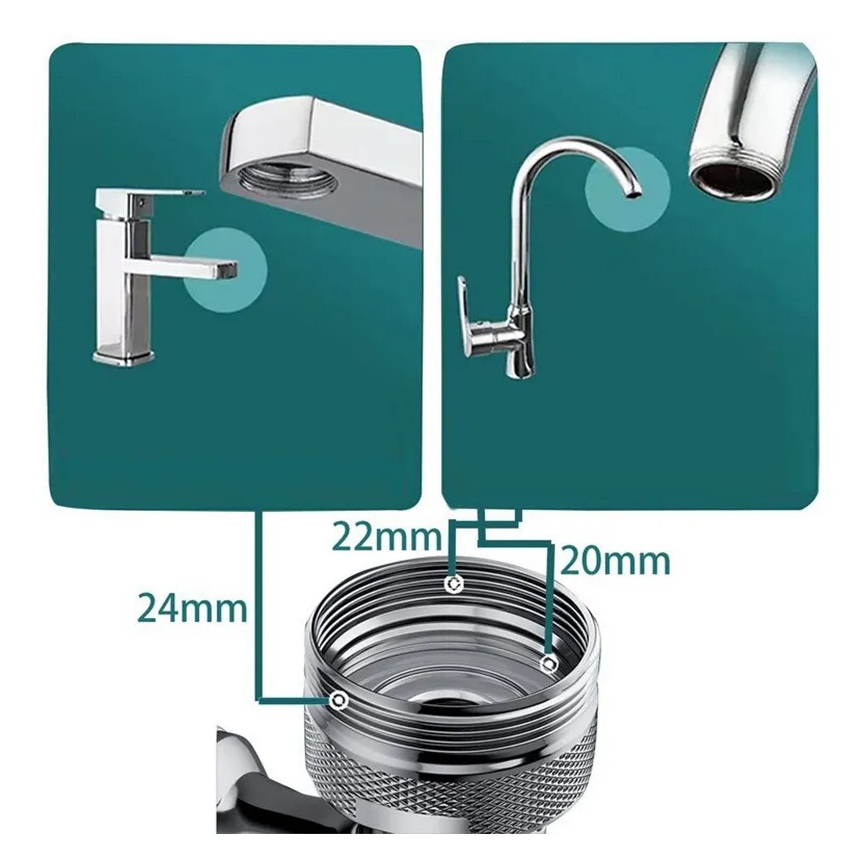 REA-B0660 - Adaptador giratorio para grifo de lavabo, cromo pulido