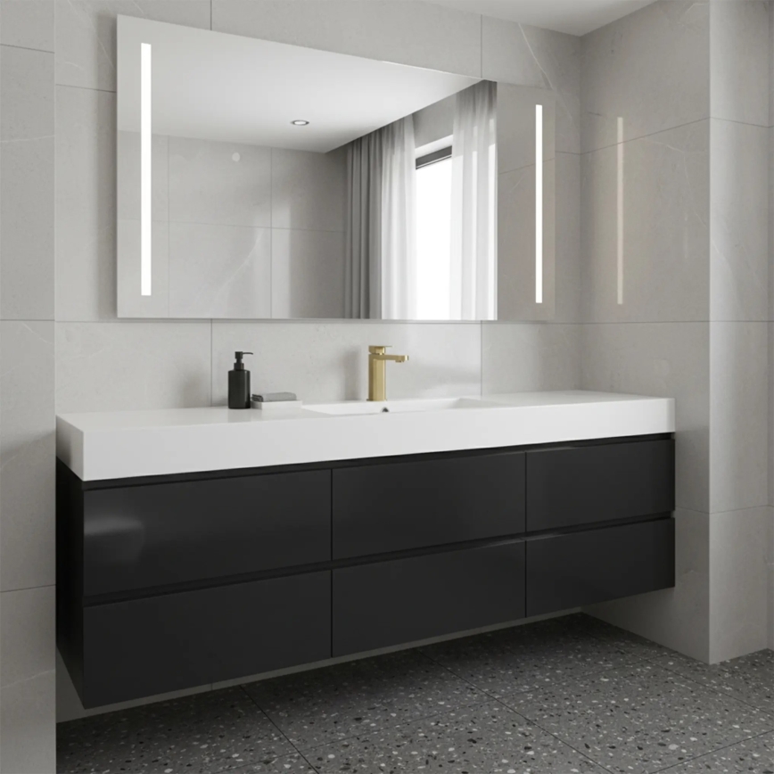 REA-B0976 - Grifo de lavabo ARLO 17 cm, acabado en oro cepillado