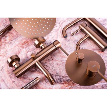 REA-B1112 - Grifo de lavabo LUNGO 16,5 cm en cobre cepillado