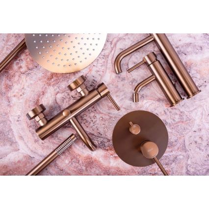 REA-B1112 - Grifo de lavabo LUNGO 16,5 cm en cobre cepillado