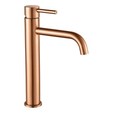 REA-B1114 - Grifo monomando para lavabo LUNGO 28 cm, acabado en cobre cepillado