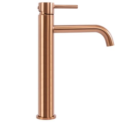 REA-B1114 - Grifo monomando para lavabo LUNGO 28 cm, acabado en cobre cepillado