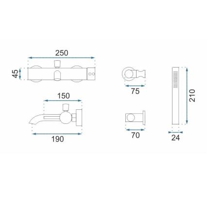 REA-B1115 - Kit para bañera LUNGO en cobre cepillado