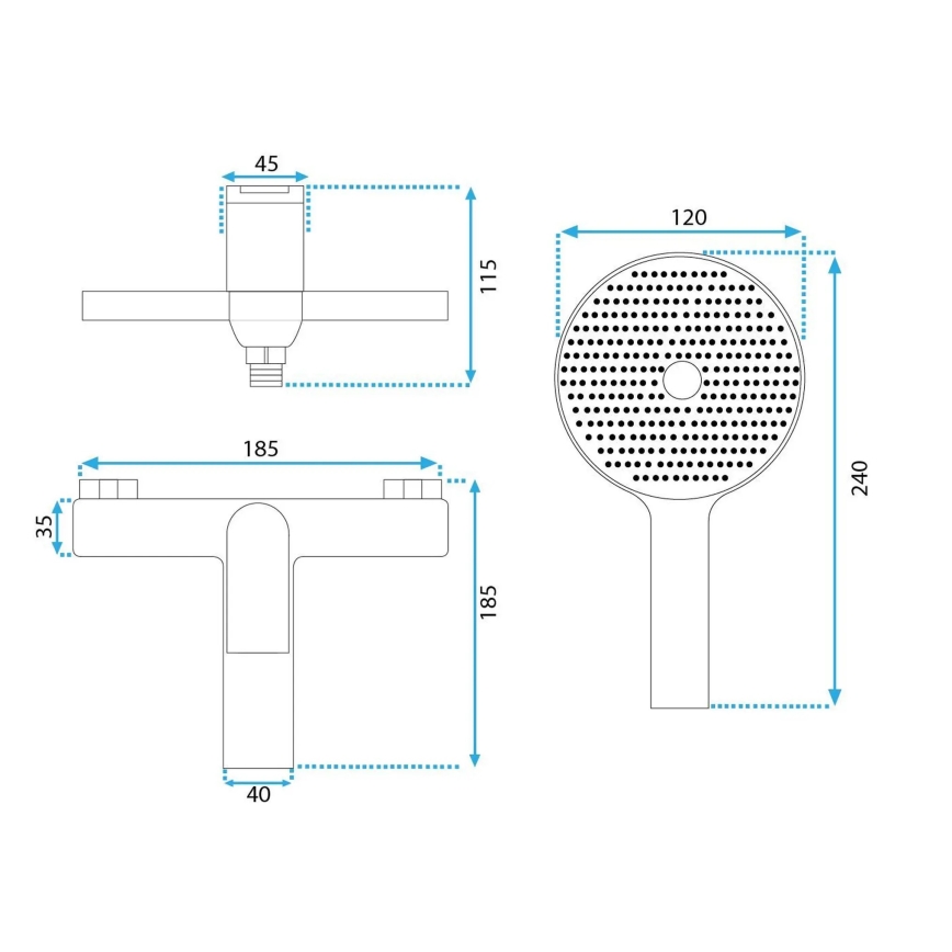 REA-B1128 - Juego para bañera AVALON, negro