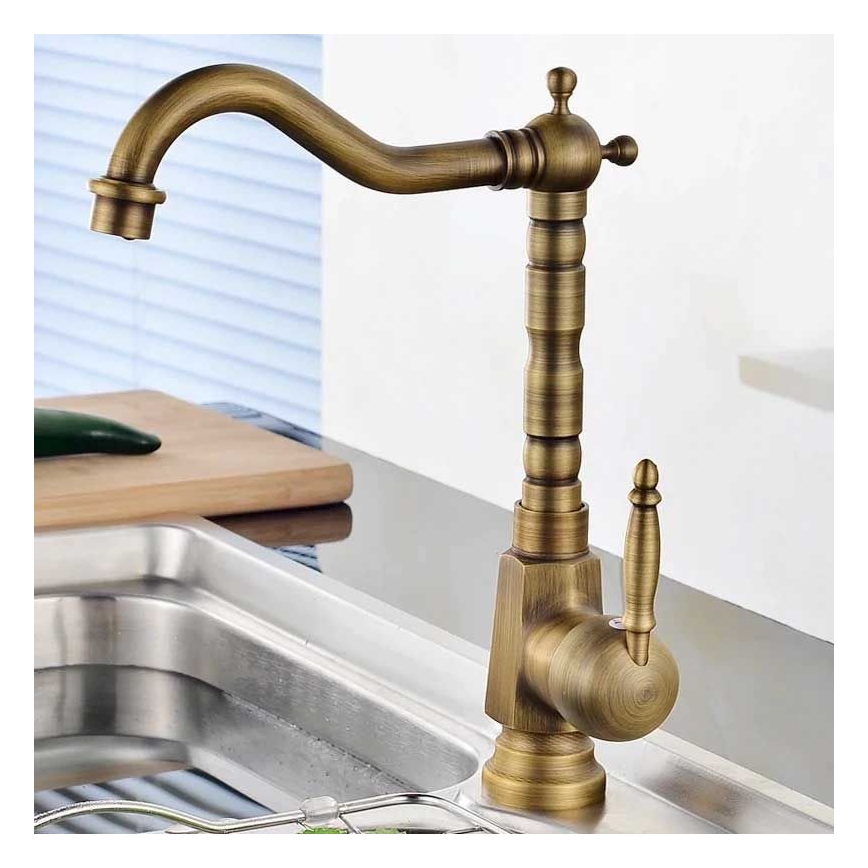 REA-B2150 - Grifo de lavabo BONA 28,5 cm, acabado en oro cepillado