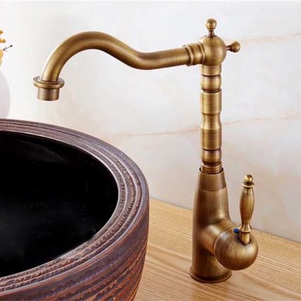REA-B2150 - Grifo de lavabo BONA 28,5 cm, acabado en oro cepillado