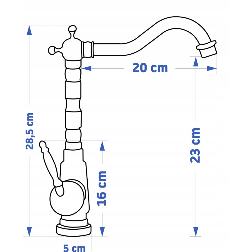 REA-B2150 - Grifo de lavabo BONA 28,5 cm, acabado en oro cepillado