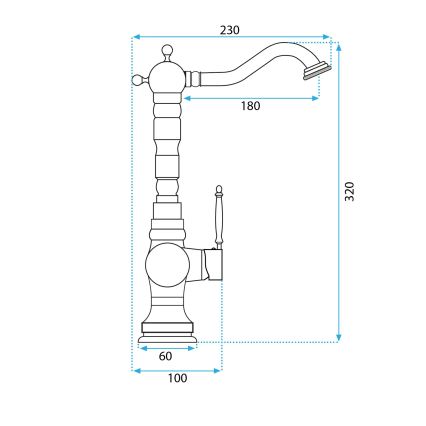 REA-B2500 - Grifo para lavabo VENICE 32 cm en acabado oro cepillado