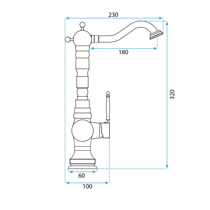 REA-B2500 - Grifo para lavabo VENICE 32 cm en acabado oro cepillado