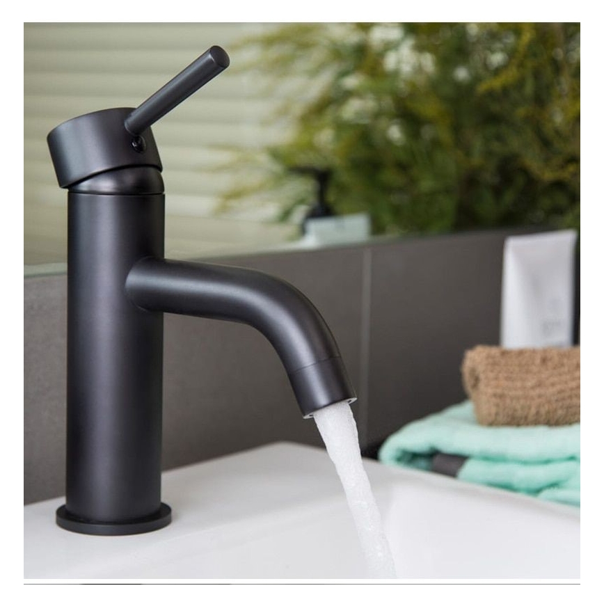 REA-B4102 - Grifo de lavabo LUNGO 16,5 cm negro