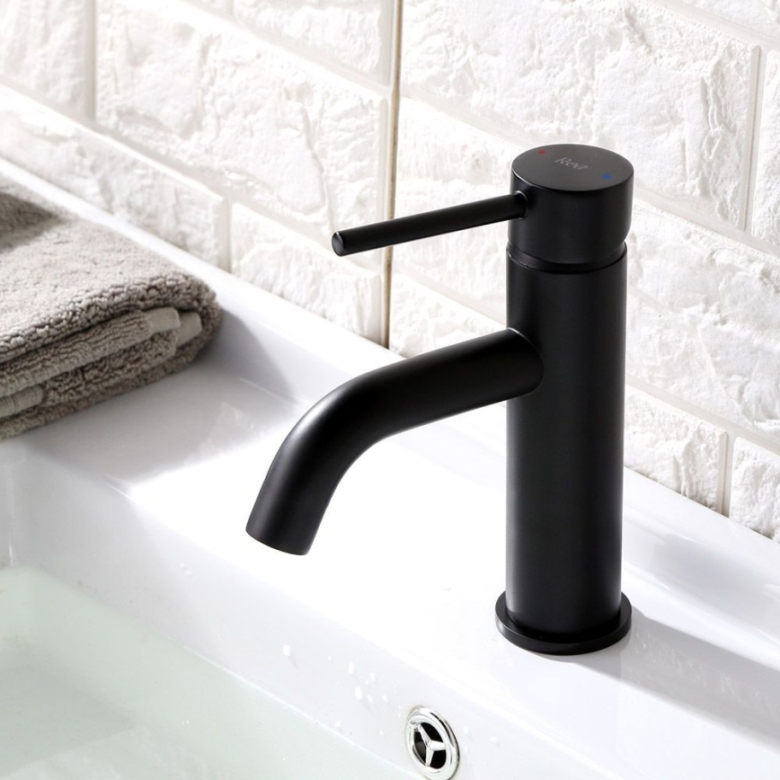 REA-B4102 - Grifo de lavabo LUNGO 16,5 cm negro