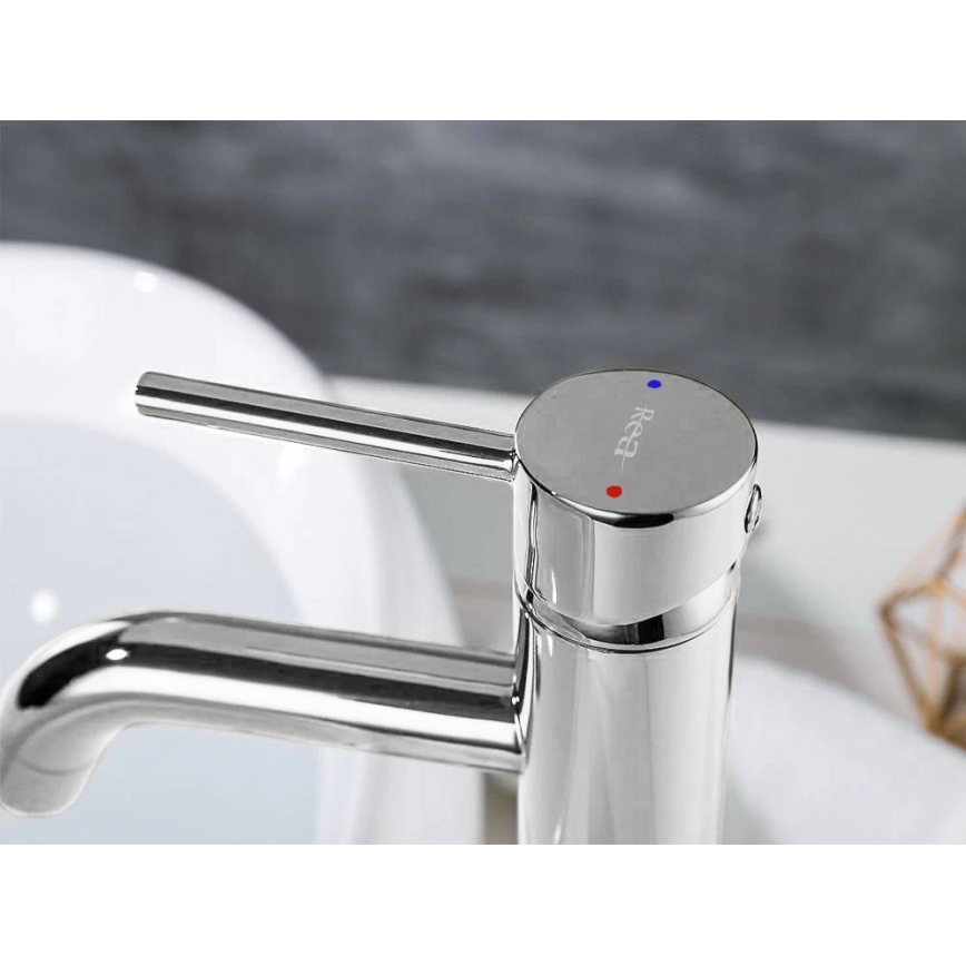 REA-B4104 - Grifo de lavabo LUNGO 28 cm, acabado cromado brillante