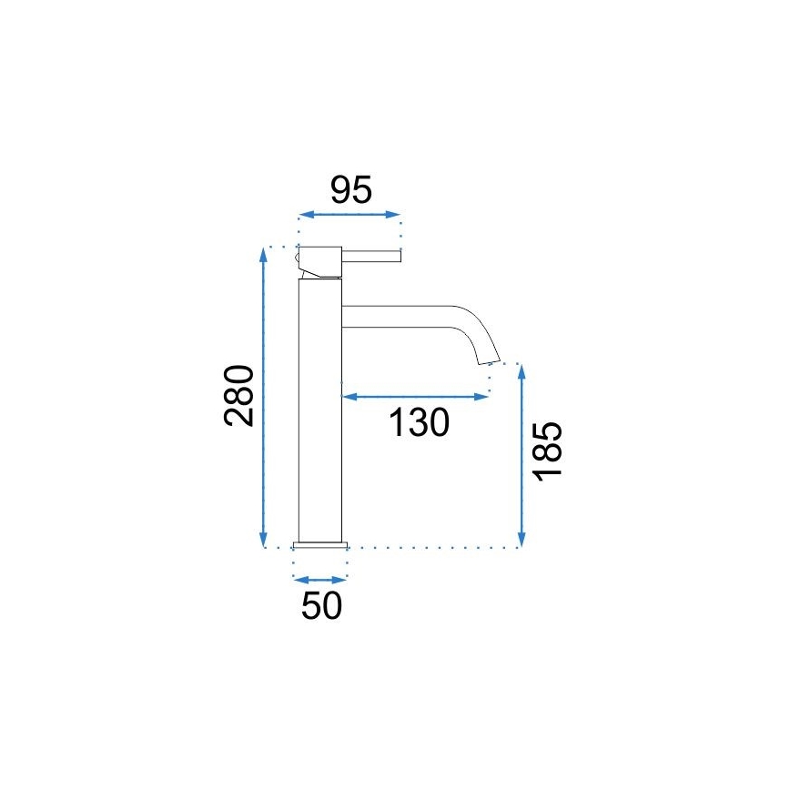 REA-B4104 - Grifo de lavabo LUNGO 28 cm, acabado cromado brillante