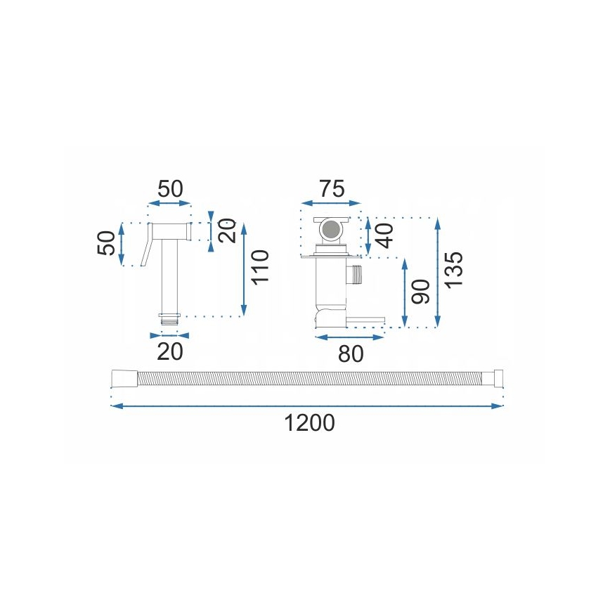 REA-B4106 - Grifo de bidé con rociador para instalación empotrada LUNGO, cromo brillante