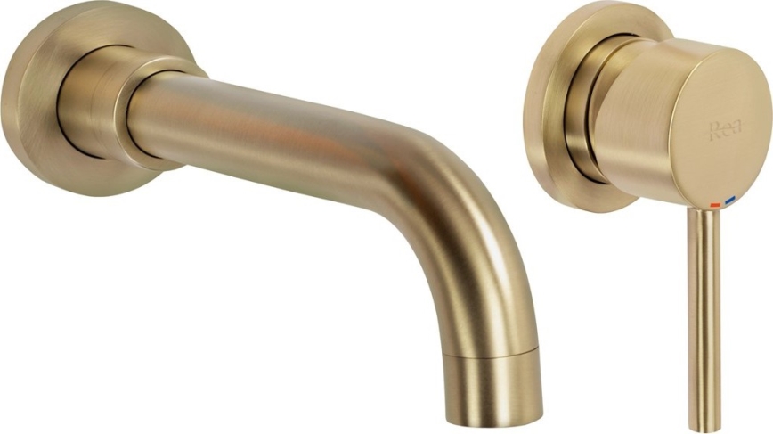 REA-B4109 - Grifo de lavabo para instalación empotrada LUNGO, acabado dorado cepillado