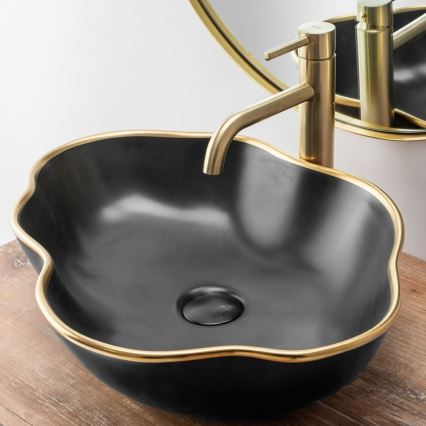 REA-B4526 - Grifo de lavabo LUNGO 28 cm, dorado cepillado